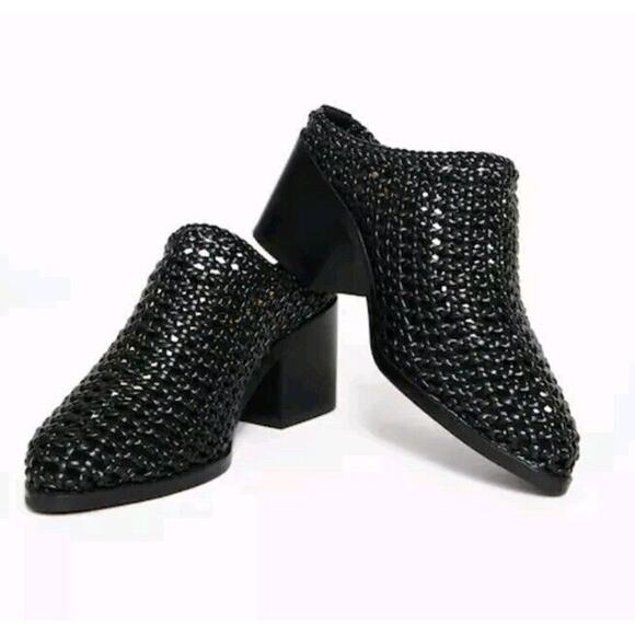 Intentionally Blank Caps Basket Mules made well Woven Black Mules On Site Size 8 - Picture 1 of 5